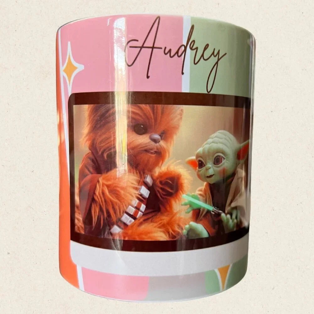 🌟✨ Adorable 12oz Ceramic Mug with Baby Yoda and Baby Chewbacca! ✨🌟